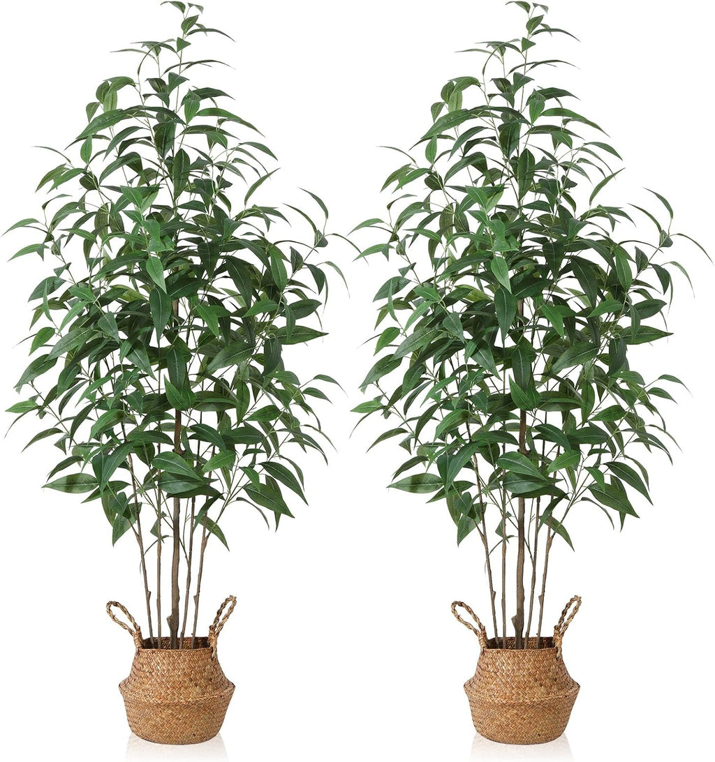 Artificial Eucalyptus Tree,5Ft Tree Fake Plant in Pot for Home and Office Decor,Potted Faux Plants Tall Artificial Trees for Indoor, Outdoor
