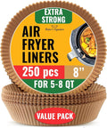 250 pcs Air Fryer Liners for Ninja, Round Disposable Airfryer Paper Liners – Non-Stick and Oil Proof for Easy Cleanup, Great for Oven, Pans & Baking – 8 Inch for 5-8 qt Basket