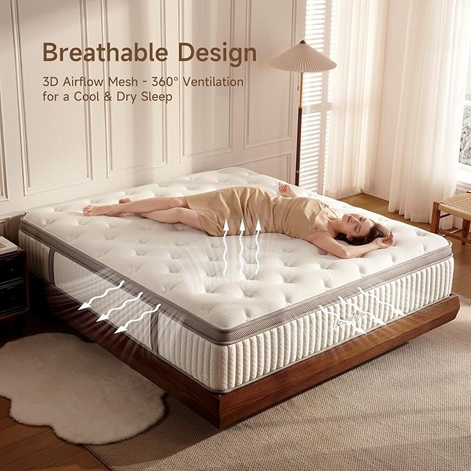 Queen Mattress, 10 inch Queen Size Cooling Gel Memory Foam Mattresses for Pressure Relief, Medium Firm Hybrid Mattress in a Box, CertiPUR-US Certified