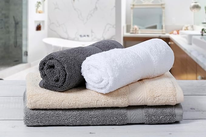 Casa Lino 100% Cotton Hand Towels for Bathroom - Soft, Highly Absorbent & Quick Dry Kitchen Towels - Gym Towel Set - Travel Towel Set - 24" x 16" - Pack of 4 - (Multicolor I)
