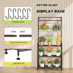 Plant Stand Indoor Outdoor Heavy Duty Metal - 56.4" Tall 3-Tier Shelf for Multiple Plants, Flowers, Rustproof Black Storage Rack for Patio, Balcony, Living Room, Garden, Includes Hooks&Adjustable Feet