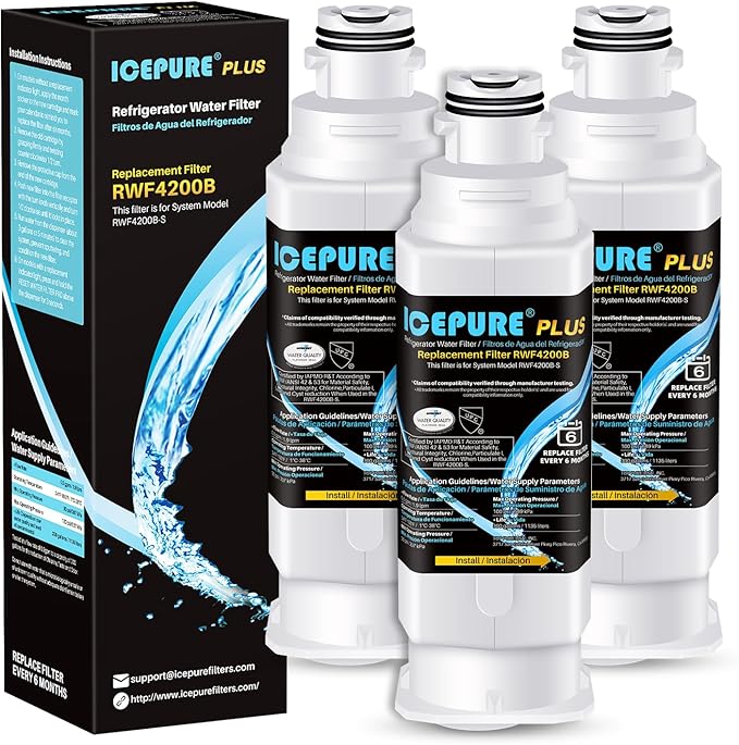 ICEPURE PLUS NSF53 DA97-17376B Replacement for HAF-QIN/EXP, HAF-QIN, DA97-08006C, RF23M8070SG, RF23M8070SR, RF23M8090SG, RF23M8090SR, AQF-DA97-17376B Refrigerator Water Filter, 3PACK