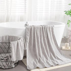 8-Piece Premium Towel Set for Bathroom|2 Oversized Large Bath Sheet,2 Hand Towels,4 Washcloths|Soft Cozy Highly Absorbent Fast Dry Microfiber Shower Towel Set for Hotel Bathroom Essentials,Brown White