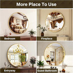 32 Inch Round Gold Metal Wall Mirror - Stylish Circle Mirror for Entryway, Bathroom, and Living Room Decor | Matte Gold Circle Wall Mirror
