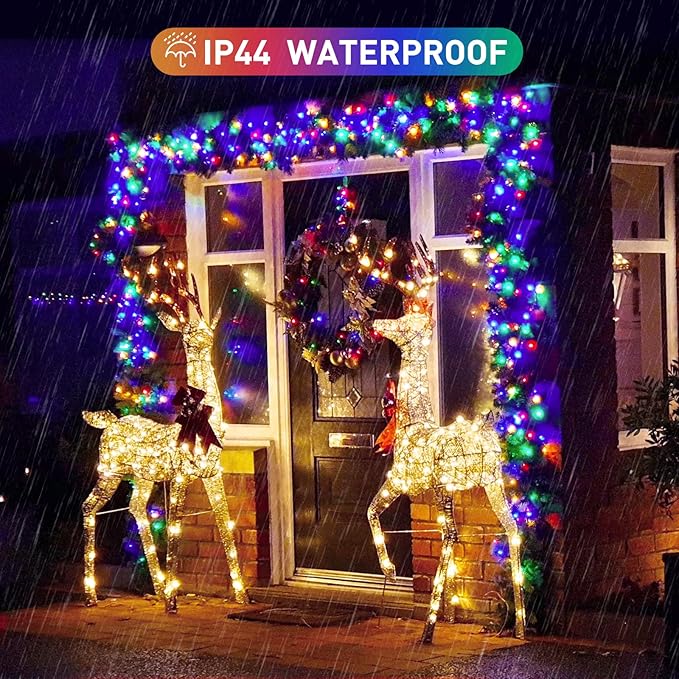 JMEXSUSS 250 LED Christmas Lights Indoor, 91.5ft Connectable Multicolor Christmas Lights Outdoor Waterproof, 8 Modes String Light Plug in for Wedding Party Garden Decorations