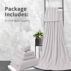 4 Piece Bath Towel Set 35"x70"Oversized Bath Towel for Bathroom Ultra Soft Fluffy Extra Large Bath Sheet Luxury Premium Bathroom Towel Highly Absorbent Quick Dry Shower Towel for Hotel Spa,Beige White