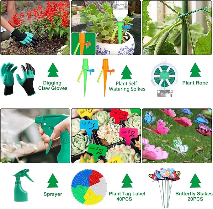 84 PCS Garden Tools Set,10pcs Succulent Tools Set Included 6pcs Large Heavy Duty Aluminum Gardening Hand Tools 12.5IN with Garden Tool Bag,Gloves Sprayer etc.Gardening Gifts for Men Women Garden Gifts