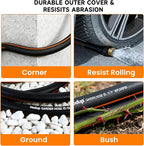 Heavy Duty Garden Hose 100 FT x 5/8"- Non-Expandable Hybrid Rubber Water Hose, Flexible & Leakproof All-Weather Yard Hose with Solid Fittings, Black/Orange