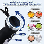 BioloMix Hand Blender 5 in 1 Immersion Blender 1000W, 6 Speed With Turbo Mode hand blenders immersion Stainless Steel Blade With 800ml Chopper, 600ml Mixing Beaker, Whisk and Milk Frother