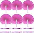 12 Packs Decorative Paper Folding Hand Fans Handheld,Pink Round Foldable Wedding Fans Chinese and Japanese Fans Bulk for Bridal Guest Church Party Favors Dancing Birthday DIY
