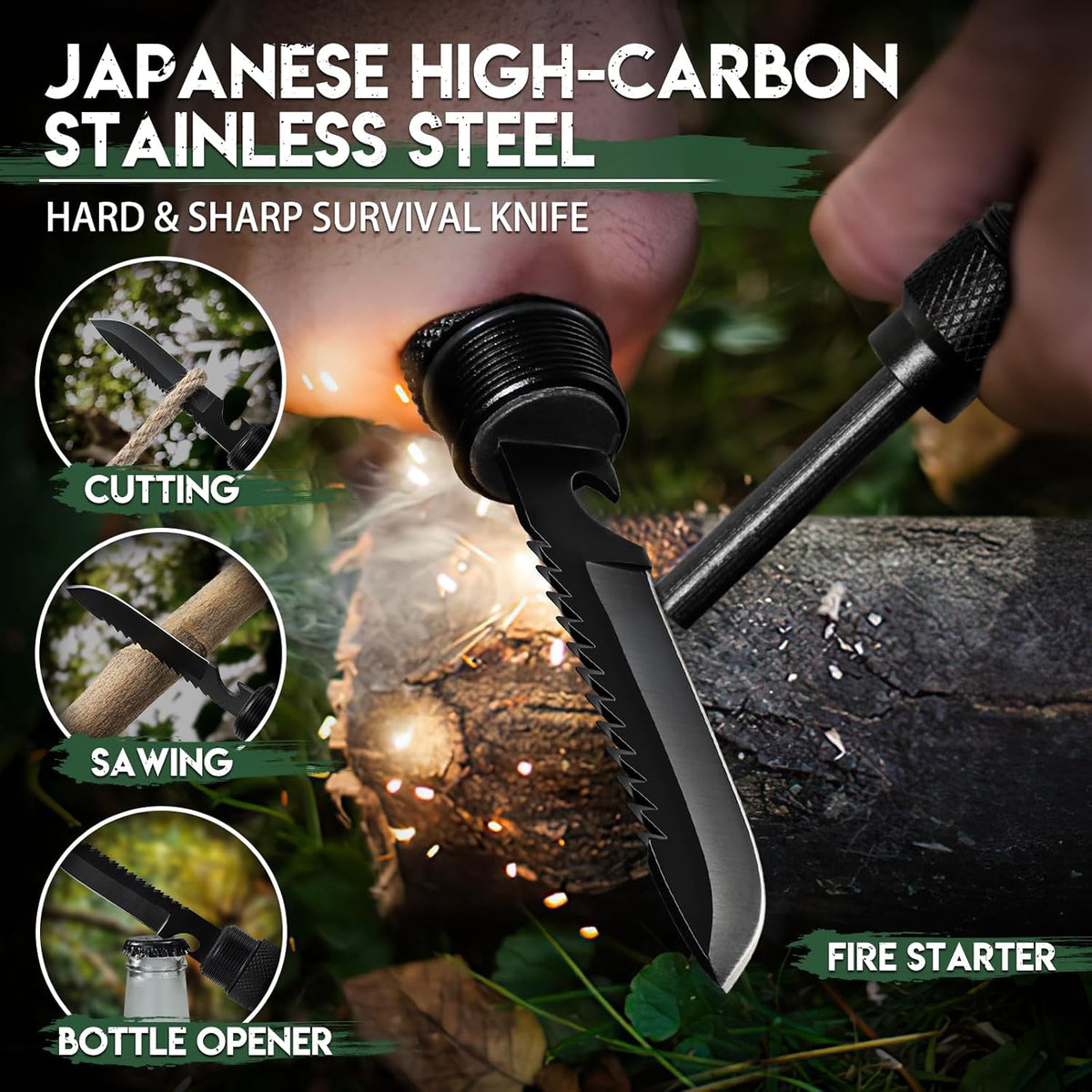 Freelander Tactical Axe 2 Pack, Sharp Tomahawk with Sheath, Portable Tomahawk with Clip and Bottle Opener, Durable Survival Hatchet for Emergency, Hiking and Camping (Multi-Functional Camping Axe)
