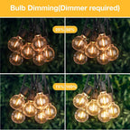 String Lights for Outside 150FT,Dimmable Waterproof Outdoor String Lights with 75+2 Shatterproof G40 Globe Bulbs Connectable LED Patio Lights, Commercial Hanging Lights for Christmas Backyard Party