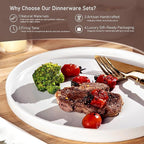 GBHOME Ceramic Dinnerware Sets for 4, Stoneware Plates and Bowls Sets, Chip and Scratch Resistant Dishes, Dishwasher & Microwave& Oven Safe Dishes sets, Reactive Glaze-White