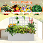 Metal Planter Box with Trellis & Wheels, Raised Garden Bed with Privacy Screen, Outdoor Standing Flower Beds with Drainage Hole for Climbing Plants, Vine, 35" Lx16 Wx71 H