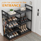 Black Tubes Closet Shoe Rack, 5 Tier Oxford Fabric Shelf, Easy Assembly, Sturdy and Durable, Holds Up to 30 lbs