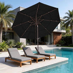 JEAREY 9FT 3 Tier Patio Umbrella Outdoor Market Umbrella Table Umbrellas with 8 Ribs 1.5 Pole Push Button Tilt and Crank UV Protection for Garden,Black
