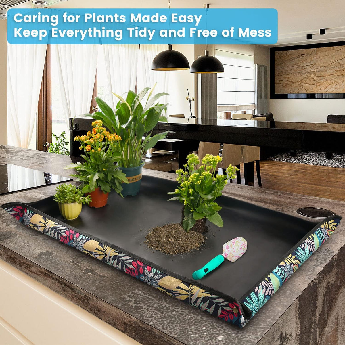 2 PCS 43.5" x 29.5" Extra Large Repotting Mat for Indoor Plants Transplanting and Dirt Control Plant Gift for Plant Lovers