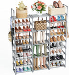 Mavivegue 9 Tiers Tall Shoe Organizer - Vertical Shoe Shelf for 50-55 Pairs, Stackable Racks for Entryway, Closet, Garage - Grey