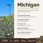 Eden Brothers Michigan Wildflower Mixed Seeds for Planting, 1 lb, 480,000+ Seeds with Cornflower, Sweet William, Cosmos | Attracts Pollinators, Plant in Spring or Fall, Zones 3, 4, 5, 6, 7, 8, 9, 10
