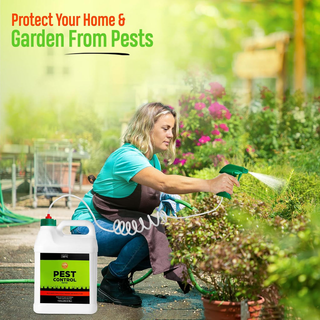 Nature's Dome Eco-Friendly Pest Control Spray – Ant, Roach, Spider, Fly, Flea and Insect Control with Natural Essential Oils – Fast-Acting, Child & Pet Safe for Indoor & Outdoor (1 Gallon)