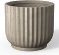 Kante Round Fulted Planter, 16.7 Inch Dia Large Concrete Plant Pots with Drainage Hole and Rubber Plug, Modern Decor for Indoor Outdoor Plants, Flower, Weathered Concrete