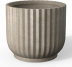 Kante Round Fulted Planter, 16.7 Inch Dia Large Concrete Plant Pots with Drainage Hole and Rubber Plug, Modern Decor for Indoor Outdoor Plants, Flower, Weathered Concrete