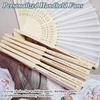 Personalized Engraved White Silk Fans Folding Hand Fans, Summer Wedding Fans, Custom Silk-Bamboo Fans Wedding Party Favor Bridal Shower Gifts (5 Pieces)
