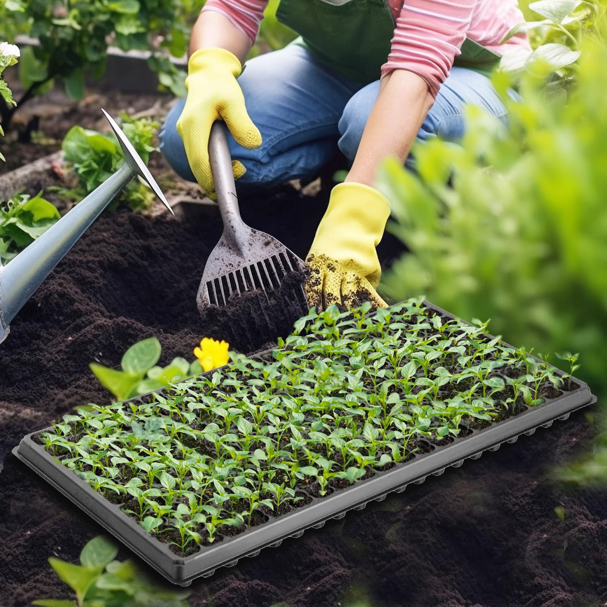 200 Cell Plug Tray, 10pcs-Pack Thick Durable Seed Starter Flats Vegetable Fruit Seeds Seedling Plastic Plug Farmer Nursery Trays Propagation