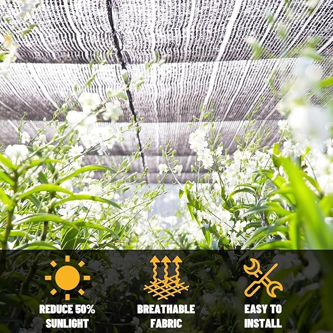 Royal Shade 50% Black Shade Cloth Custom Size 10FT x 60FT Mesh Tarp with Grommets for Garden Patio, Plant Shading, Greenhouse, Pergola, Chicken Coop, Dog Kennel, Lawn. (We Make Custom Size)