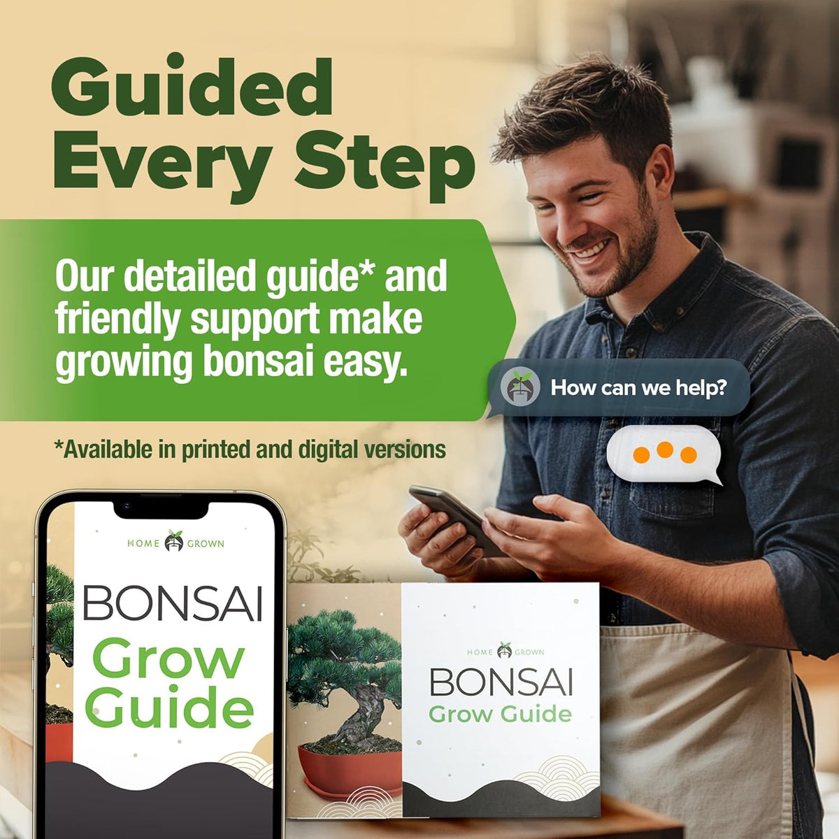 HOME GROWN 𝗨𝗦𝗔 Bonsai Tree Kit – 6 Heirloom Varieties with Unique Pots – DIY Bonsai Starter Kit for Adults & Beginners – Christmas Gift for Men Women Gardeners Plant Lovers – Indoor Growing Kit