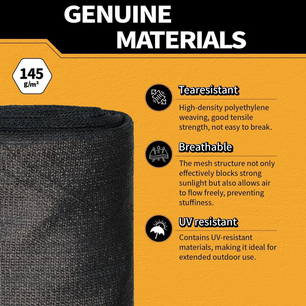 4x40Ft Garden Privacy Fence Screen, 145GSM Heavy Duty 90% Blockage Windbreak Mesh Tarp with Reinforced Edges & Anti-Rust Grommets, Includes Zip Ties for Garden, Yard, Backyard, Outdoor, Black