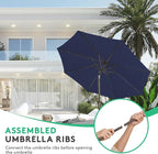 JEAREY 10FT Outdoor Patio Umbrella Outdoor Table Umbrella with Push Button Tilt and Crank, Market Umbrella 8 Sturdy Ribs UV Protection Waterproof for Pool, Garden (Dark Blue)