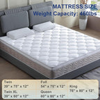 12 Inch Full Mattress Hybrid Innerspring and Plush Memory Mattress in a Box,Medium Soft Feel,Motion Isolation & Pressure Relief,Cooling Bed Mattress for Bed Frames,CertiPUR-US Certified (Twin)