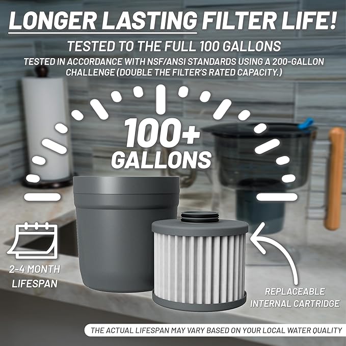 Epic Water Filters REPLACEMENT FILTER for Epic Nano XP Water Filter Pitcher or Dispenser. Nanofiltration Removes Bacteria, Virus, Cyst, Lead, Chromium 6, PFOS, PFOA, Heavy Metals, Pesticides