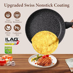 Non Stick Frying Pans,Healthy Stone Cookware,Deep Frying Pan Skillet,Omelette Pan,Nonstick Cooking Egg Pans，PFOA-free Non Toxic Frying Pan (11 Inch)