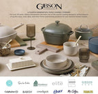 Gibson Home Oslo Porcelain Chip and Scratch Resistant Dinnerware Set, Service for 4 (16pcs), Plates and Bowls Dishes Sets, White