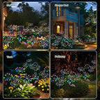 Kwaiffeo Solar Garden Lights Outdoor Waterproof Decorative Solar Lights for Outside 2 Pack with120 LED Swaying Fairy Firework Light Yard Garden Decor, Gifts for Mother's Day Mom Grandma Women