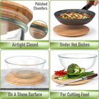 Glass Mixing Bowls Bamboo Lids - Lids are compatible with all Glass Mixing Bowls Set
