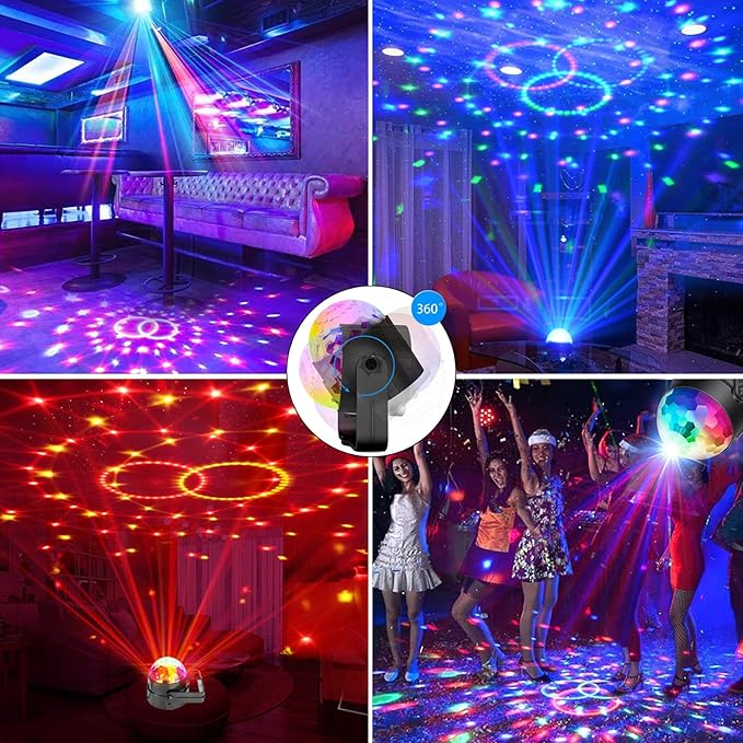 Party Disco Ball Dj Dance Lights Disco Strobe Rave Sound Activated Projector Effect Stage Light Remote Control for Birthday Xmas Wedding Bar Kids Christmas Glow Party