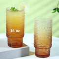 6pcs Hobnail Drinking Glasses Set, 16 oz Vintage Glassware Drinking Glasses, Gradual Amber Water Glasses Tumbler, Thanksgiving Cups for Kitchen, Juice, Beer, Cocktail, Whiskey