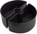 AuldHome Design Umbrella Planter for Patio Table w/Umbrella Hole (Black), Enamelware Half-Circle Planter Pots
