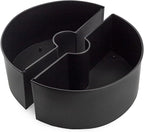 AuldHome Design Umbrella Planter for Patio Table w/Umbrella Hole (Black), Enamelware Half-Circle Planter Pots
