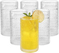 AkutaaVintage Hobnail Drinking Glasses Set of 6, 16 oz Large Capacity Embossed ClearTumblers, Highball Glasses for Water, Cocktail, Beer, Whiskey, Kitchen & Bar Use