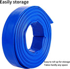 1-1/2" x 25 FT Pool Backwash Hose, Blue Heavy Duty Reinforced PVC Lay Flat Water Discharge Hose for Swimming Pool Filter Pump,with 2 Clamp