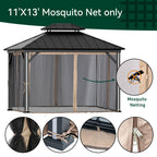 Covered Outdoor Gazebo Mosquito Netting Replacement Universal 4-Panel Sidewalls 11' x 13', Outdoor Gazebo Mosquito Nettings with Double Zipper, Replacement for Patio Canopy, Garden (Mosquito Net Only)