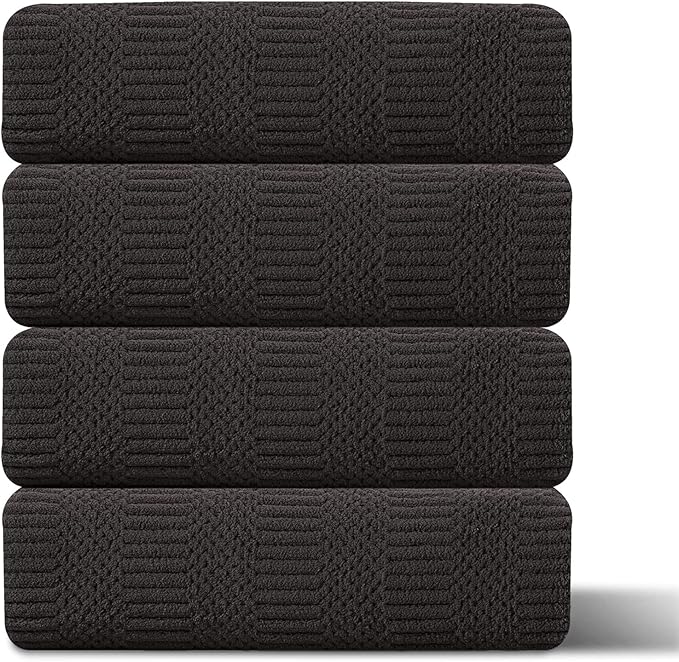 4 Piece Oversized Bath Towels Set 35x70 Inches, Black Brown Extra Large Soft Bath Sheet Chair Towels 600 GSM Highly Absorbent Quick Dry Towels Set for Bathroom Hotel Spa…
