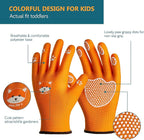 COOLJOB Large Toddler Gardening Gloves for Little Boys Girls Ages 6-9, Breathable Kids Work Gloves with Grippy Animal Paw Dots for Children Yard Landscape, Orange Dog, 1 Pair