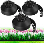 100ft,1.5in Tall Landscape Edging Kit with 150 Spikes, No-Dig Flexible Plastic Edge Border for Landscaping, Lawn, Garden, Flower Beds, Yard, Paver, Playground, Fence, Pathway, Black,3pack, 33ft Each