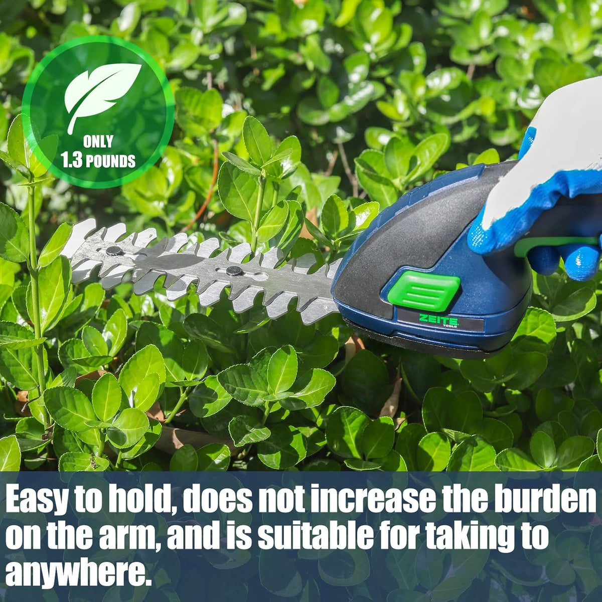ZEITE 7.2V Grass Shear & Shrubbery Trimmer, 2-in-1 Cordless Grass Cutter and Mini Hedge Trimmer, Rechargeable Li-ion Battery and Charger,Long Handle,Versatile Garden Tool for Grass & Bush Trimming