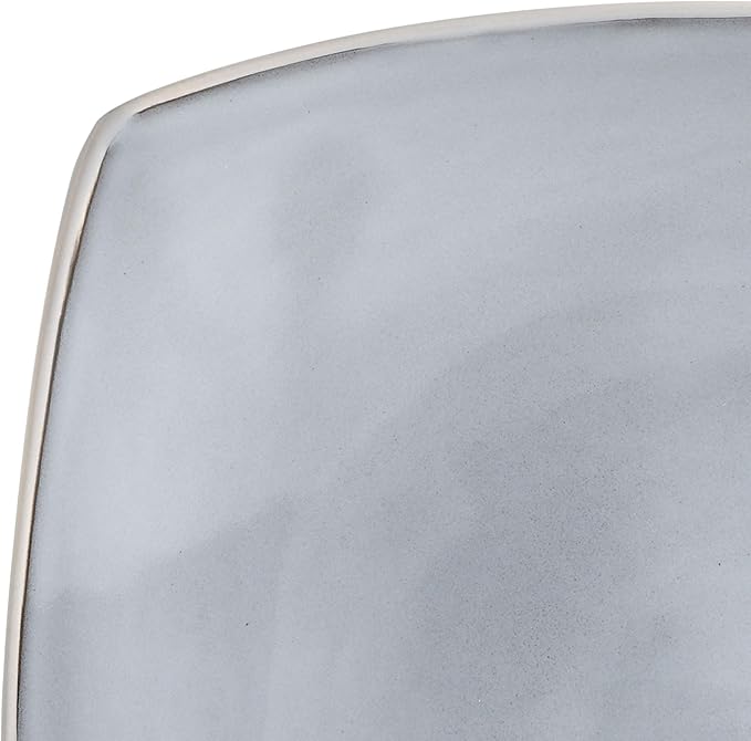 Gibson Elite Soho Lounge Square Reactive Glaze Stoneware Dinnerware Set, Service for 4 (16pc), Light Gray